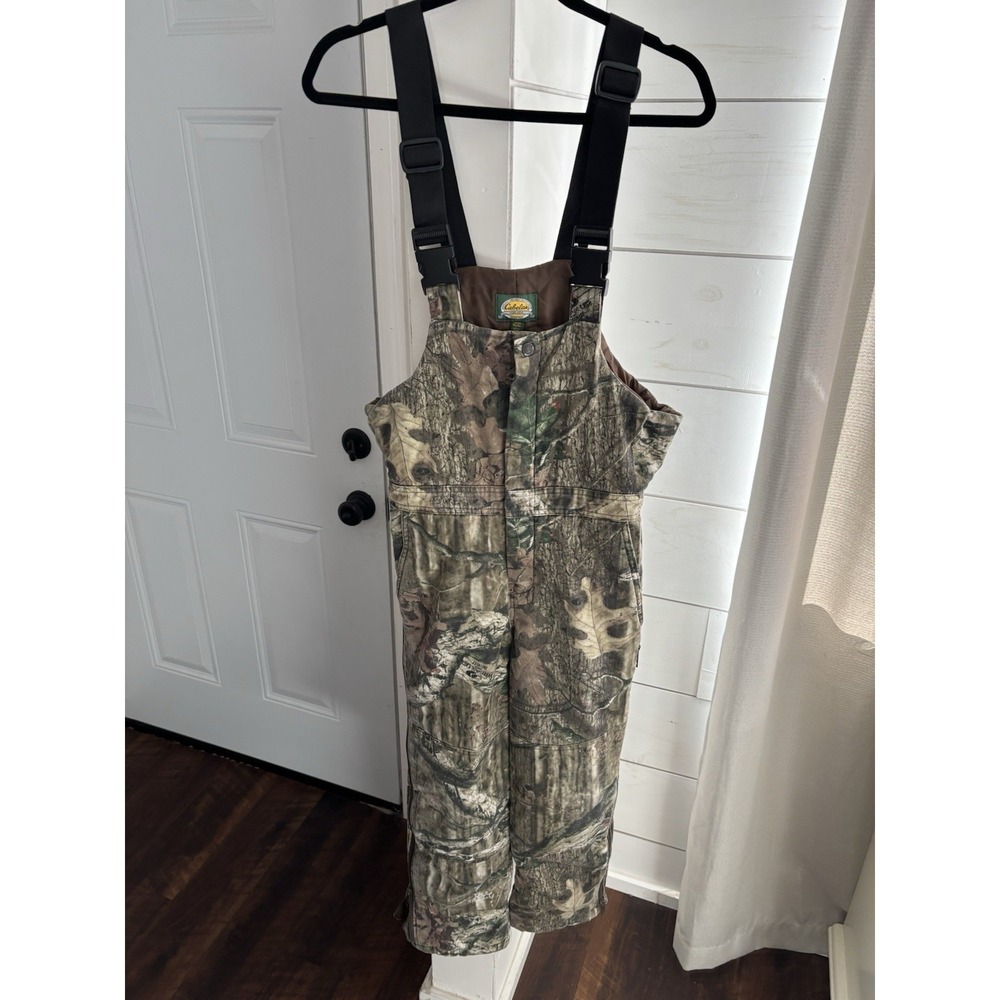 Cabelas Bib Overalls Pants Youth Medium Camouflage Hunting Insulated‎ Zip Camo